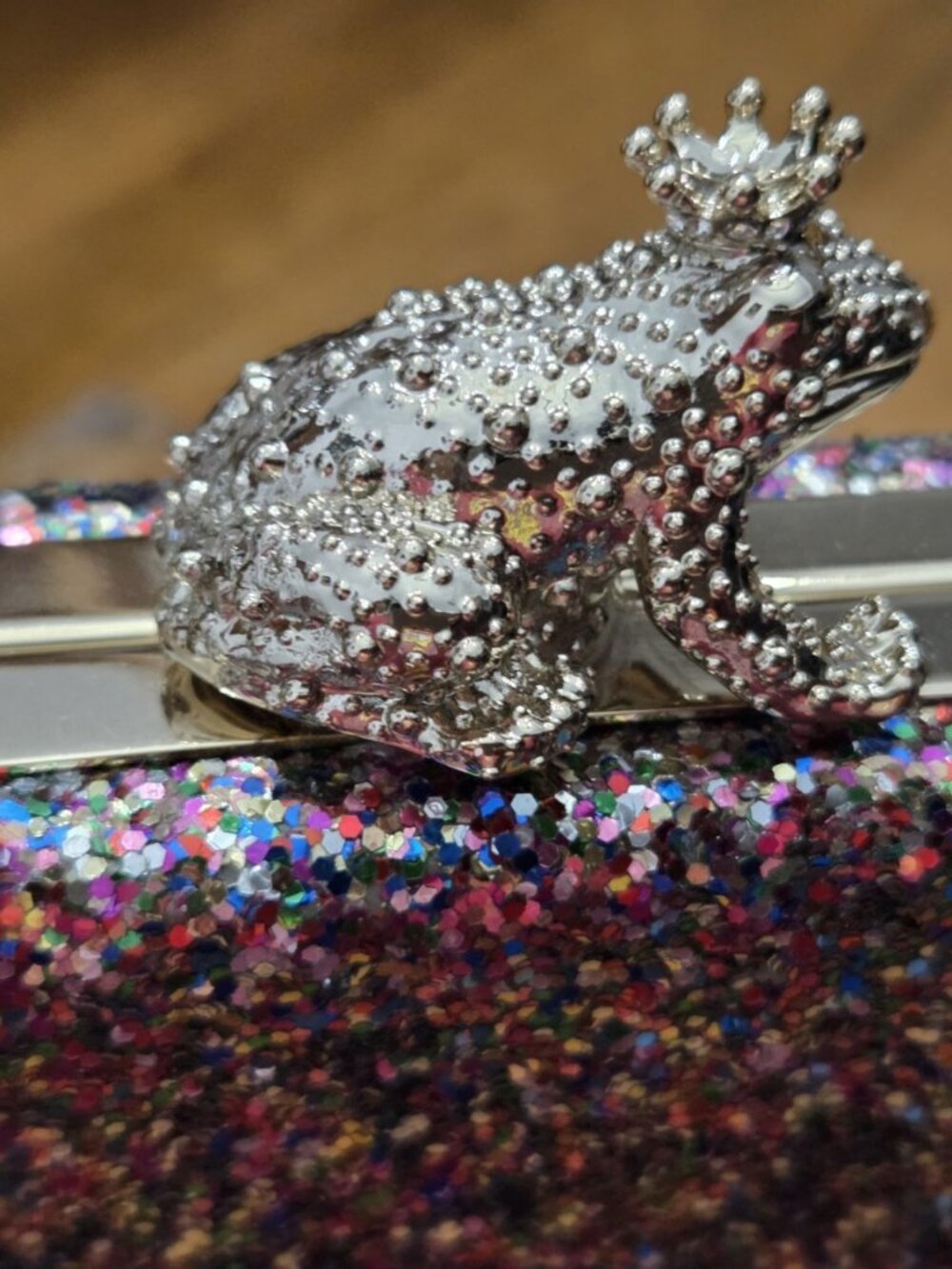 Kate Spade New York I Kissed A Frog Wedding Bell Glitter Clutch Purse Bag - Picture 3 of 11